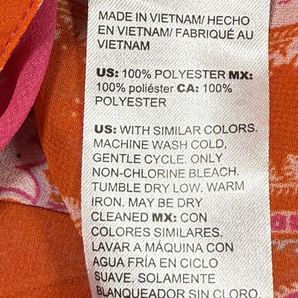 Chico’s Shirt Coral Paisley Button Up Blouse Sz 8 Opaque Bohemian Preppy Pockets - Picture 8 of 8